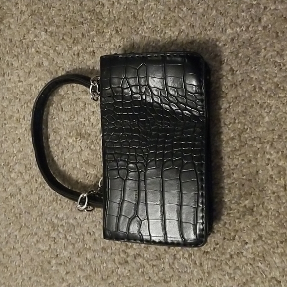 Y2K Punk Zombie Black Crocodile Print Patient Leather Sholder Bag! New! - Picture 9 of 13